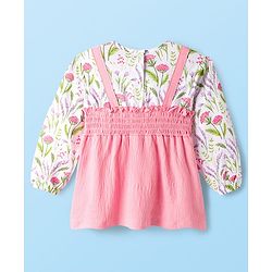 Babyhug 100% Cotton Single Jersey Knit Full Sleeves Tops With Floral Print - Pink