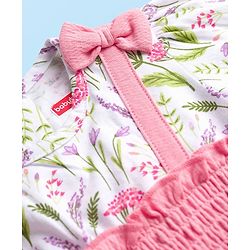 Babyhug 100% Cotton Single Jersey Knit Full Sleeves Tops With Floral Print - Pink