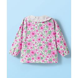 Babyhug 100% Cotton Knit Full Sleeves Top with Floral Print - Multicolor