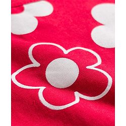 Babyhug 100% Cotton Knit Half Sleeves Top with Floral Print - Red