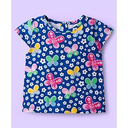 Babyhug 100% Cotton Knit Half Sleeves T-Shirts with Floral & Butterfly Print Pack of 5 - Multicolor