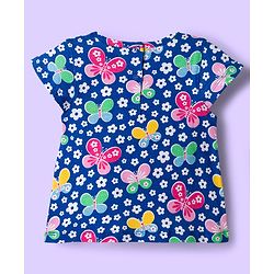 Babyhug 100% Cotton Knit Half Sleeves T-Shirts with Floral & Butterfly Print Pack of 5 - Multicolor