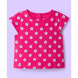 Babyhug 100% Cotton Knit Half Sleeves T-Shirts with Floral & Butterfly Print Pack of 5 - Multicolor