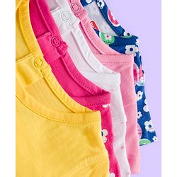 Babyhug 100% Cotton Knit Half Sleeves T-Shirts with Floral & Butterfly Print Pack of 5 - Multicolor