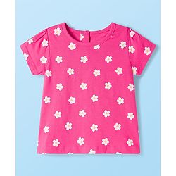 Babyhug 100% Cotton Knit Half Sleeves T-Shirts With Floral & Polka Dot Print Pack of 5 - Multicolor