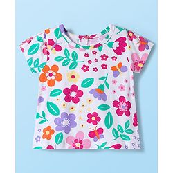 Babyhug 100% Cotton Knit Half Sleeves T-Shirts With Floral & Polka Dot Print Pack of 5 - Multicolor