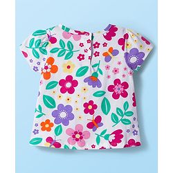 Babyhug 100% Cotton Knit Half Sleeves T-Shirts With Floral & Polka Dot Print Pack of 5 - Multicolor