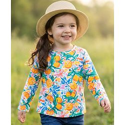 Babyhug 100% Cotton Knit Full Sleeves Top with Floral Print - Multicolor