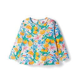 Babyhug 100% Cotton Knit Full Sleeves Top with Floral Print - Multicolor
