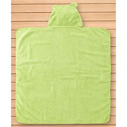 Babyhug Cotton Terry Woven Hooded Bath Towel with Froggo Print L 73 x B 73 cm - Light Green