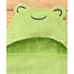 Babyhug Cotton Terry Woven Hooded Bath Towel with Froggo Print L 73 x B 73 cm - Light Green