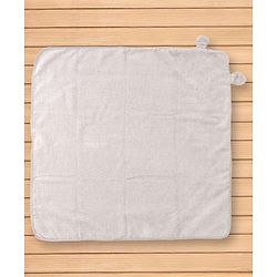 Babyhug Cotton Terry Woven Hooded Bath Towel with Bear Print L 73 x B 73 cm - Light Grey