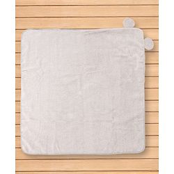 Babyhug Cotton Terry Woven Hooded Bath Towel with Koala Print L 73 x B 73 cm - Light Grey