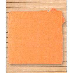 Babyhug Cotton Terry Woven Hooded Bath Towel with Tiger Print L 73 x B 73 cm - Light Orange