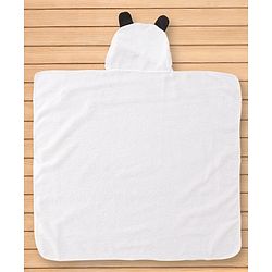 Babyhug Cotton Terry Woven Hooded Bath Towel with Panda Print L 73 x B 73 cm - White