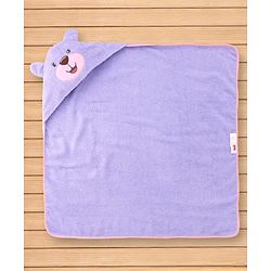Babyhug Terry Woven Hooded Towel With Bear Applique & Embroidery L 76 x B 76 cm - Lavender