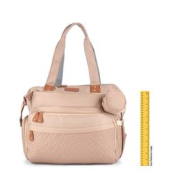 Babyhug 2-in-1 Premium Quilted Multifunctional Tote & Backpack for Travel-  Beige| Convertible Carry| Independent Shoe Compartment| Dry & Wet Separation|Insulated Bottle Pouch|Large Capacity Organizer