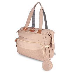 Babyhug 2-in-1 Premium Quilted Multifunctional Tote & Backpack for Travel-  Beige| Convertible Carry| Independent Shoe Compartment| Dry & Wet Separation|Insulated Bottle Pouch|Large Capacity Organizer