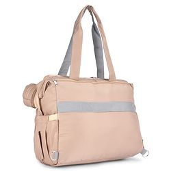 Babyhug 2-in-1 Premium Quilted Multifunctional Tote & Backpack for Travel-  Beige| Convertible Carry| Independent Shoe Compartment| Dry & Wet Separation|Insulated Bottle Pouch|Large Capacity Organizer