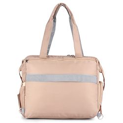 Babyhug 2-in-1 Premium Quilted Multifunctional Tote & Backpack for Travel-  Beige| Convertible Carry| Independent Shoe Compartment| Dry & Wet Separation|Insulated Bottle Pouch|Large Capacity Organizer
