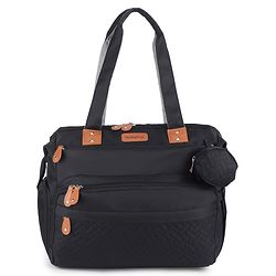 Babyhug 2-in-1 Premium Quilted Multifunctional Tote & Backpack for Travel-  Beige| Convertible Carry| Independent Shoe Compartment| Dry & Wet Separation|Insulated Bottle Pouch|Large Capacity Organizer