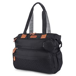 Babyhug 2-in-1 Premium Quilted Multifunctional Tote & Backpack for Travel-  Beige| Convertible Carry| Independent Shoe Compartment| Dry & Wet Separation|Insulated Bottle Pouch|Large Capacity Organizer