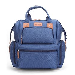 Babyhug Multipurpose Structured Diaper Backpack| Wide Opening Frame| Multi-Pocket Organizer| Dual Carry Handles| Wipes Dispenser| Charger Cable Opening| Stroller Clip - Blue