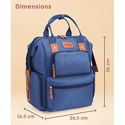 Babyhug Multipurpose Structured Diaper Backpack| Wide Opening Frame| Multi-Pocket Organizer| Dual Carry Handles| Wipes Dispenser| Charger Cable Opening| Stroller Clip | Capacity- 17L -  Blue