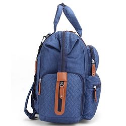 Babyhug Multipurpose Structured Diaper Backpack| Wide Opening Frame| Multi-Pocket Organizer| Dual Carry Handles| Wipes Dispenser| Charger Cable Opening| Stroller Clip - Blue