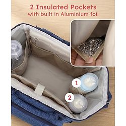Babyhug Multipurpose Structured Diaper Backpack| Wide Opening Frame| Multi-Pocket Organizer| Dual Carry Handles| Wipes Dispenser| Charger Cable Opening| Stroller Clip | Capacity- 17L -  Blue