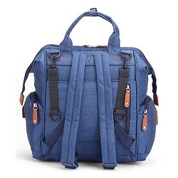Babyhug Multipurpose Structured Diaper Backpack| Wide Opening Frame| Multi-Pocket Organizer| Dual Carry Handles| Wipes Dispenser| Charger Cable Opening| Stroller Clip - Blue