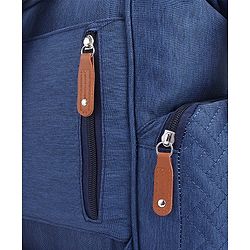 Babyhug Multipurpose Structured Diaper Backpack| Wide Opening Frame| Multi-Pocket Organizer| Dual Carry Handles| Wipes Dispenser| Charger Cable Opening| Stroller Clip - Blue