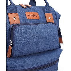 Babyhug Multipurpose Structured Diaper Backpack| Wide Opening Frame| Multi-Pocket Organizer| Dual Carry Handles| Wipes Dispenser| Charger Cable Opening| Stroller Clip - Blue