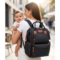 Babyhug Multipurpose Structured Diaper Backpack| Wide Opening Frame| Multi-Pocket Organizer| Dual Carry Handles| Wipes Dispenser| Charger Cable Opening| Stroller Clip | Capacity- 17L -  Blue