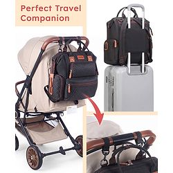 Babyhug Multipurpose Structured Diaper Backpack| Wide Opening Frame| Multi-Pocket Organizer| Dual Carry Handles| Wipes Dispenser| Charger Cable Opening| Stroller Clip | Capacity- 17L -  Blue