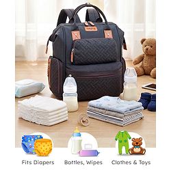 Babyhug Multipurpose Structured Diaper Backpack| Wide Opening Frame| Multi-Pocket Organizer| Dual Carry Handles| Wipes Dispenser| Charger Cable Opening| Stroller Clip | Capacity- 17L -  Blue
