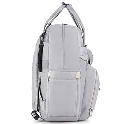 Babyhug Quilted Multipurpose Diaper Backpack with Changing Mat - Grey| Detachable Pacifier Pouch| Adjustable Shoulder Straps| Spacious Multi-Compartment Storage| Wipes Dispenser| Side Bottle Pocket