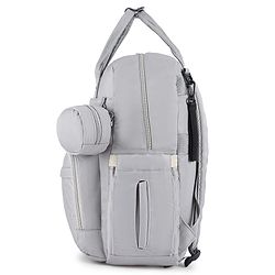 Babyhug Quilted Multipurpose Diaper Backpack with Changing Mat - Grey| Detachable Pacifier Pouch| Adjustable Shoulder Straps| Spacious Multi-Compartment Storage| Wipes Dispenser| Side Bottle Pocket
