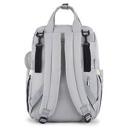 Babyhug Quilted Multipurpose Diaper Backpack with Changing Mat - Grey| Detachable Pacifier Pouch| Adjustable Shoulder Straps| Spacious Multi-Compartment Storage| Wipes Dispenser| Side Bottle Pocket