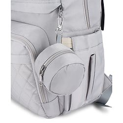 Babyhug Quilted Multipurpose Diaper Backpack with Changing Mat - Grey| Detachable Pacifier Pouch| Adjustable Shoulder Straps| Spacious Multi-Compartment Storage| Wipes Dispenser| Side Bottle Pocket
