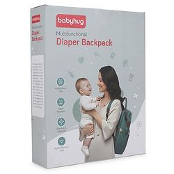 Babyhug Quilted Multipurpose Diaper Backpack with Changing Mat - Grey| Detachable Pacifier Pouch| Adjustable Shoulder Straps| Spacious Multi-Compartment Storage| Wipes Dispenser| Side Bottle Pocket