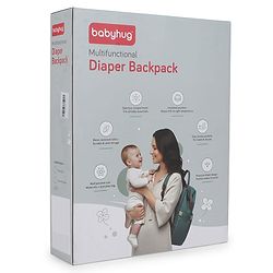 Babyhug Quilted Multipurpose Diaper Backpack with Changing Mat - Grey| Detachable Pacifier Pouch| Adjustable Shoulder Straps| Spacious Multi-Compartment Storage| Wipes Dispenser| Side Bottle Pocket