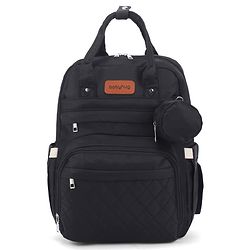 Babyhug Quilted Multipurpose Diaper Backpack with Changing Mat - Grey| Detachable Pacifier Pouch| Adjustable Shoulder Straps| Spacious Multi-Compartment Storage| Wipes Dispenser| Side Bottle Pocket