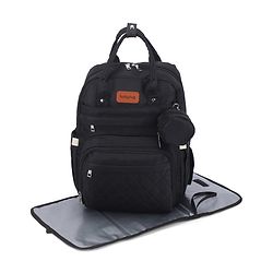 Babyhug Quilted Multipurpose Diaper Backpack with Changing Mat - Grey| Detachable Pacifier Pouch| Adjustable Shoulder Straps| Spacious Multi-Compartment Storage| Wipes Dispenser| Side Bottle Pocket