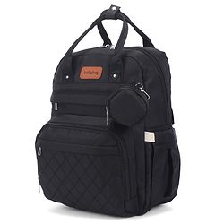 Babyhug Quilted Multipurpose Diaper Backpack with Changing Mat - Grey| Detachable Pacifier Pouch| Adjustable Shoulder Straps| Spacious Multi-Compartment Storage| Wipes Dispenser| Side Bottle Pocket