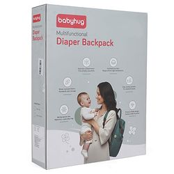 Babyhug Quilted Multipurpose Diaper Backpack with Changing Mat - Grey| Detachable Pacifier Pouch| Adjustable Shoulder Straps| Spacious Multi-Compartment Storage| Wipes Dispenser| Side Bottle Pocket