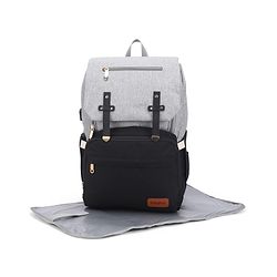 Babyhug Premium Multipurpose Diaper Backpack - Black Grey| USB Charging Port| Insulated Bottle Pockets| Diaper Changing Mat| Padded Shoulder Strap|Side Bottle Pocket|Wipes Dispenser| Water Resistant