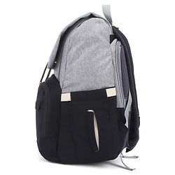 Babyhug Premium Multipurpose Diaper Backpack - Black Grey| USB Charging Port| Insulated Bottle Pockets| Diaper Changing Mat| Padded Shoulder Strap|Side Bottle Pocket|Wipes Dispenser| Water Resistant