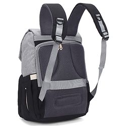 Babyhug Premium Multipurpose Diaper Backpack - Black Grey| USB Charging Port| Insulated Bottle Pockets| Diaper Changing Mat| Padded Shoulder Strap|Side Bottle Pocket|Wipes Dispenser| Water Resistant