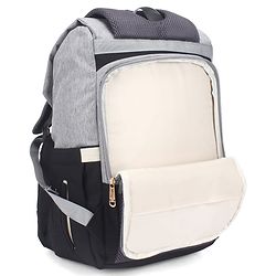 Babyhug Premium Multipurpose Diaper Backpack - Black Grey| USB Charging Port| Insulated Bottle Pockets| Diaper Changing Mat| Padded Shoulder Strap|Side Bottle Pocket|Wipes Dispenser| Water Resistant